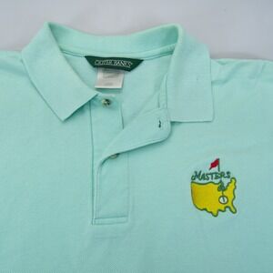 Outer Banks MASTERS Golf Polo Green Mens Size L Big Logo Pique Knit Cotton